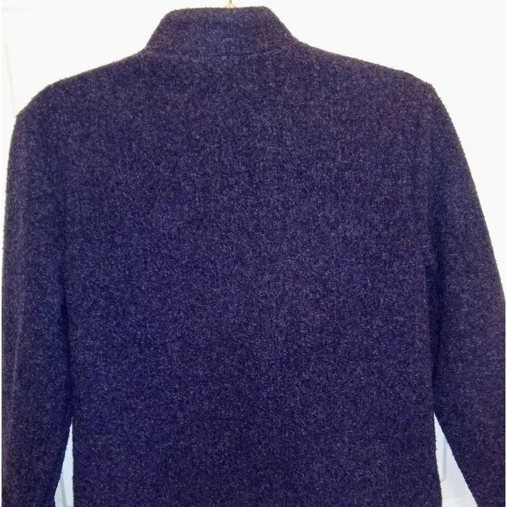 Talbots Heathered Blue Gray Petite Fleece Jacket - Picture 4 of 7